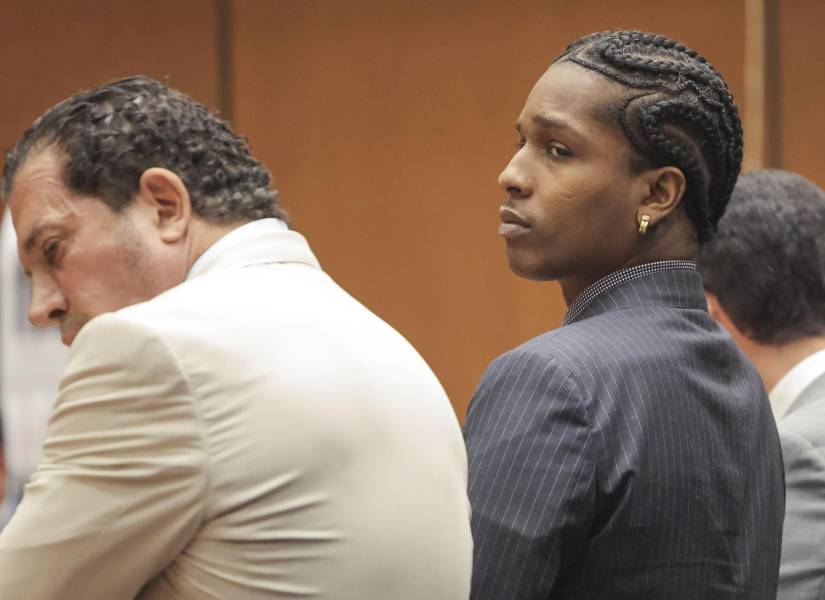 -FOTODELDIA- LOS ÁNGELES (ESTADOS UNIDOS), 19/02/2025.- El rapero A$AP Rocky, Rakim Mayers de nacimiento, durante el juicio en su contra celebrado en Los Ángeles, California, Estados Unidos en el que ha sido declarado inocente de dos cargos por un ataque con una pistola. EFE/ Daniel Cole / Pool