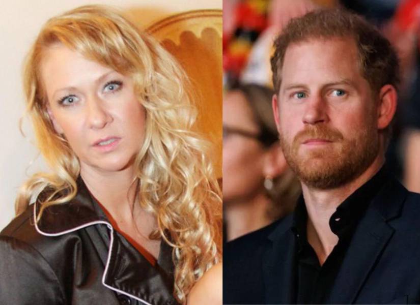 Carrie en una imagen de archivo, y el príncipe Harry en la parte izquierda.