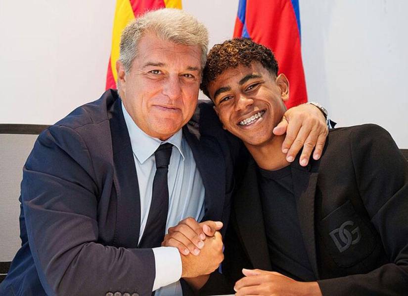 Joan Laporta y Lamine Yamal.