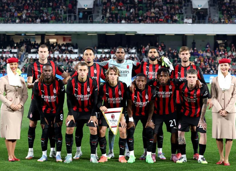 Jugadores del AC Milan previo al partido amistoso contra Perth Glory