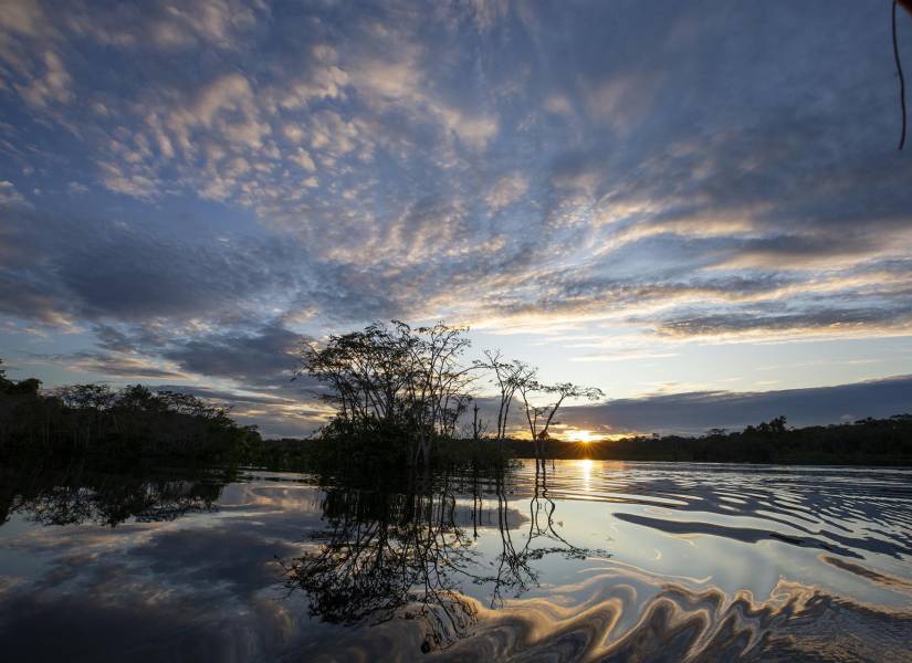Atardecer en el Parque Nacional Yasuní, ubicado en la provincia de Orellana.