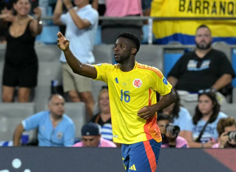 Jefferson Lerma celebra su gol ante Uruguay por la semifinal de la Copa América