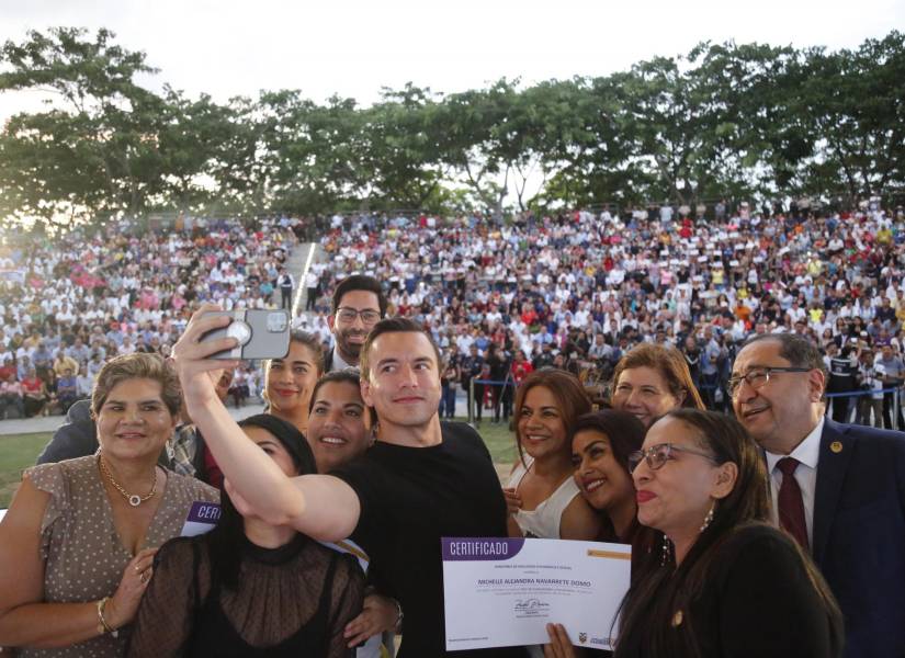 Noboa en un evento en Portoviejo, el 4 de enero de 2024