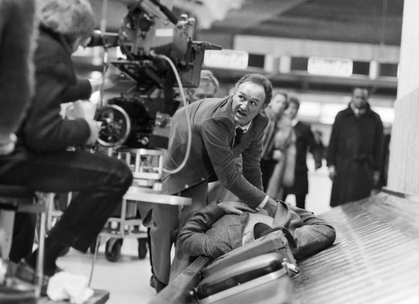 Actor Gene Hackman durante la filmación del thiller Target.