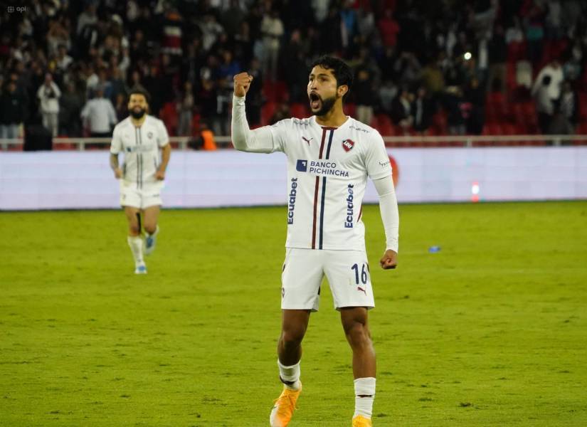 El delantero de Liga de Quito, Jeison Medina, en el partido ante Emelec por la semifinal de la Copa Ecuador