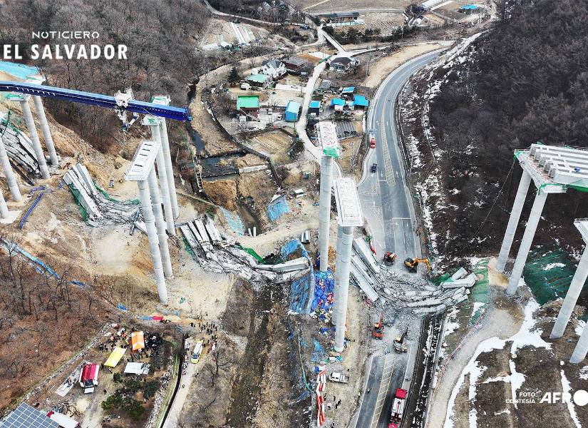 Colapso de un puente en construcción en Corea del Sur.