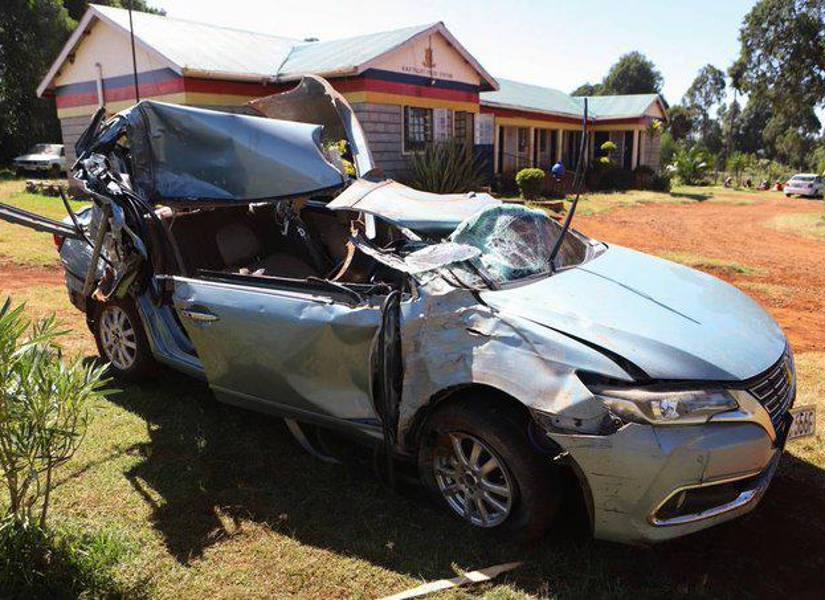 Así quedó el auto en el que iba Kelvin Kiptum
