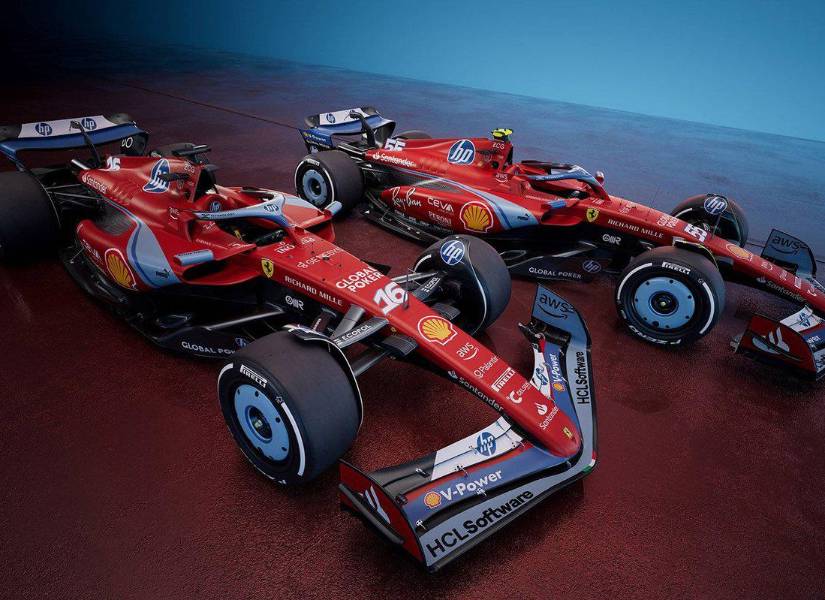 Nuevo patrón de colores en el monoplaza de Ferrari por su aniversario 70 en Estados Unidos. (Archivo)