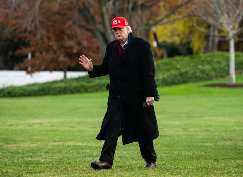 Donald Trump en el jardín sur de la Casa Blanca.