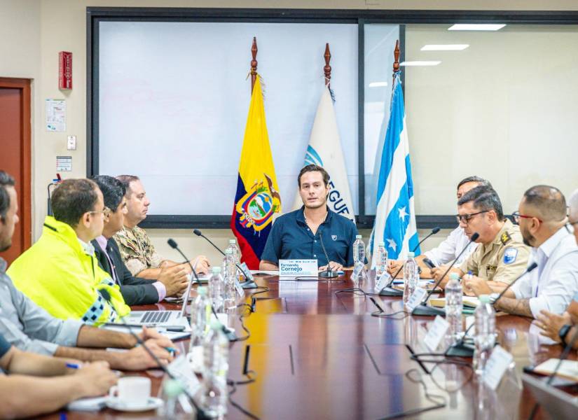 Imagen de la reunión del Consejo Cantonal de Seguridad de Guayaquil el 8 de mayo del 2025.