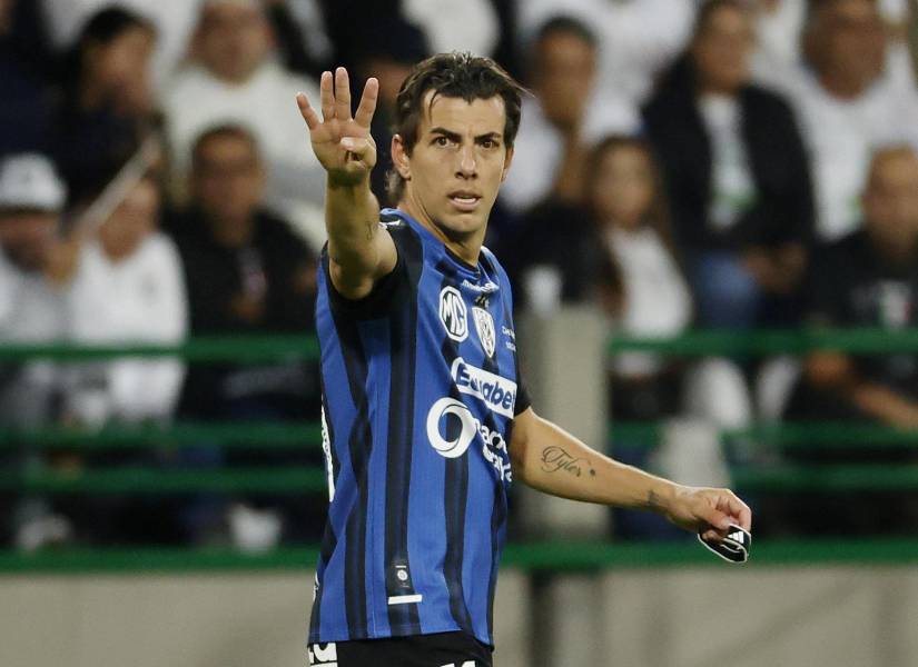 Michael Hoyos, delantero de Independiente del Valle, celebra su gol contra Once Caldas por la Copa Sudamericana