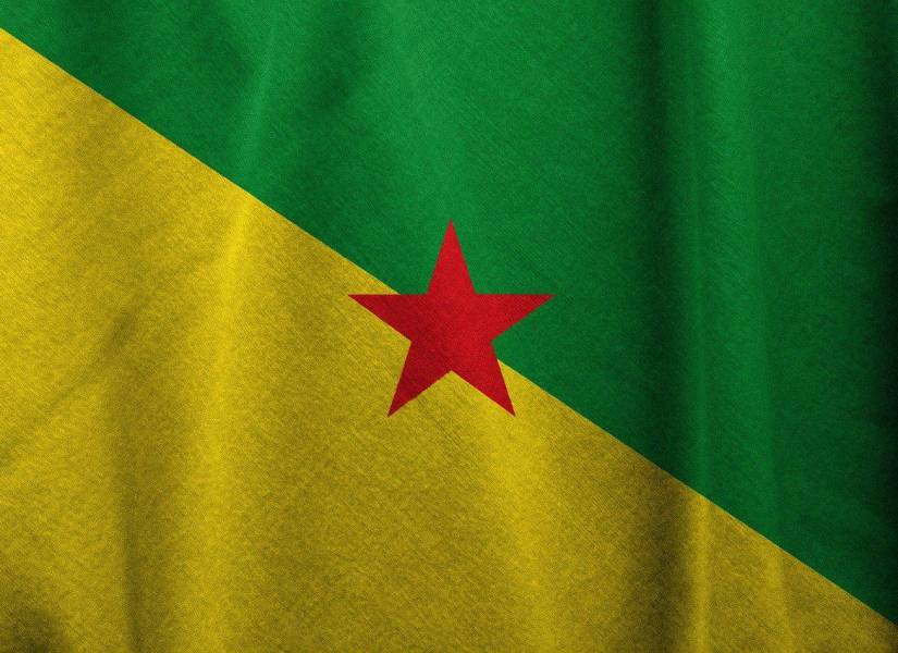 Bandera de la Guayana Francesa, departamento de ultramar de Francia.