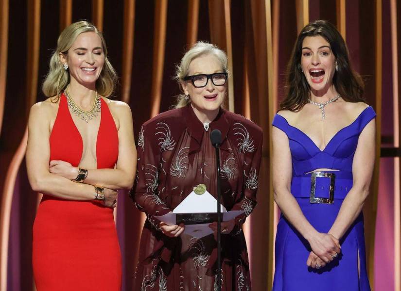 Emily Blunt, Meryl Streep y Anne Hathaway durante los SAG Awards.