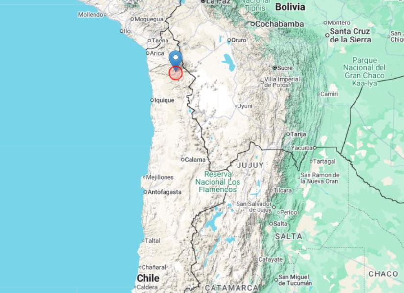 Locación del sismo al norte de Chile