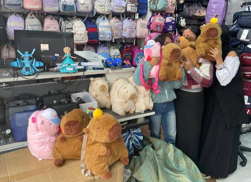 Los capibaras se venden también en forma de mochilas y de diferentes colores.