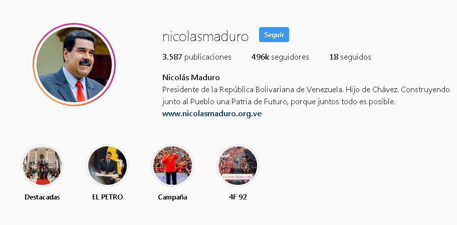 Instagram aclara que nunca verificó la cuenta de Maduro