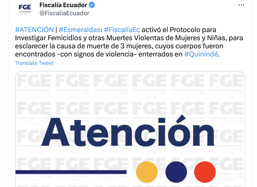 La Fiscalía informó sobre la activación del protocolo de investigación de femicidios.
