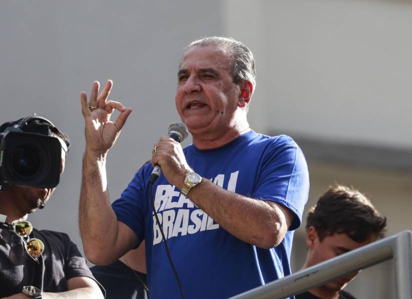 El pastor brasileño Silas Malafaia habla durante una manifestación en apoyo al expresidente de Brasil Jair Bolsonaro.