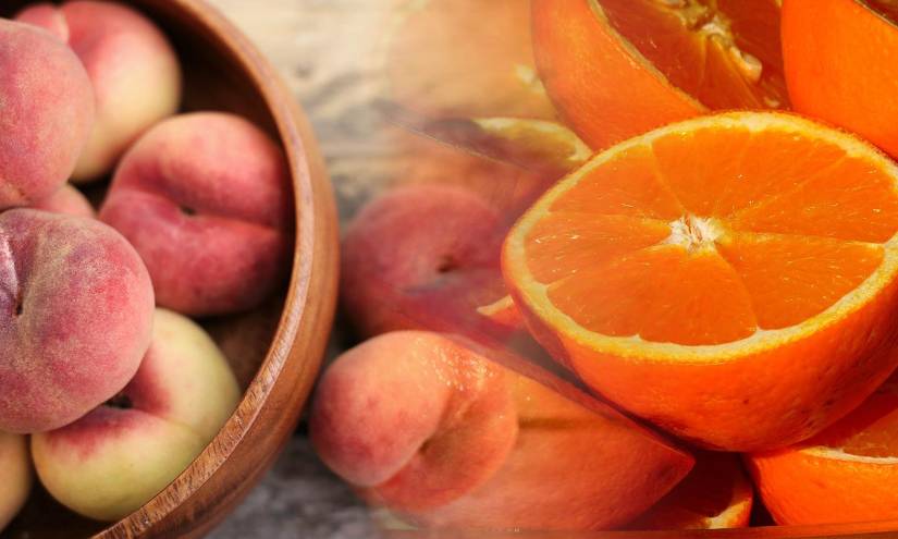 Las naranjas y los duraznos son frutas ampliamente consumidas en Ecuador.