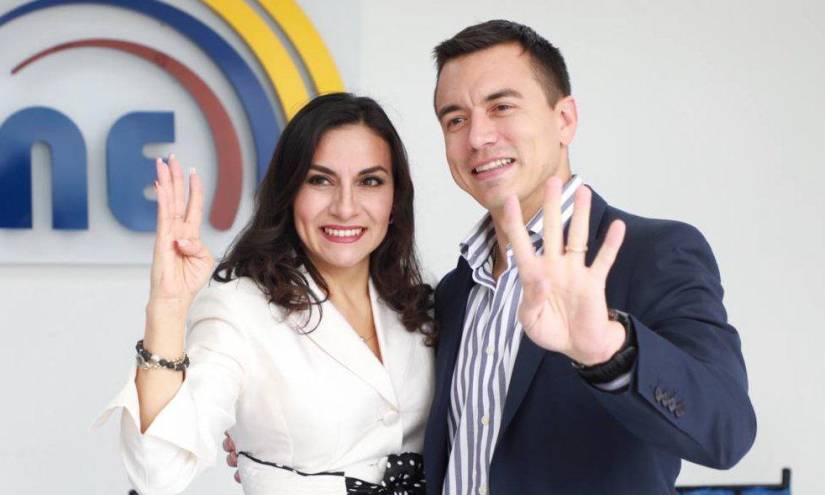 Verónica Abad y Daniel Noboa, aspirantes a vicepresidenta y presidente de la República.