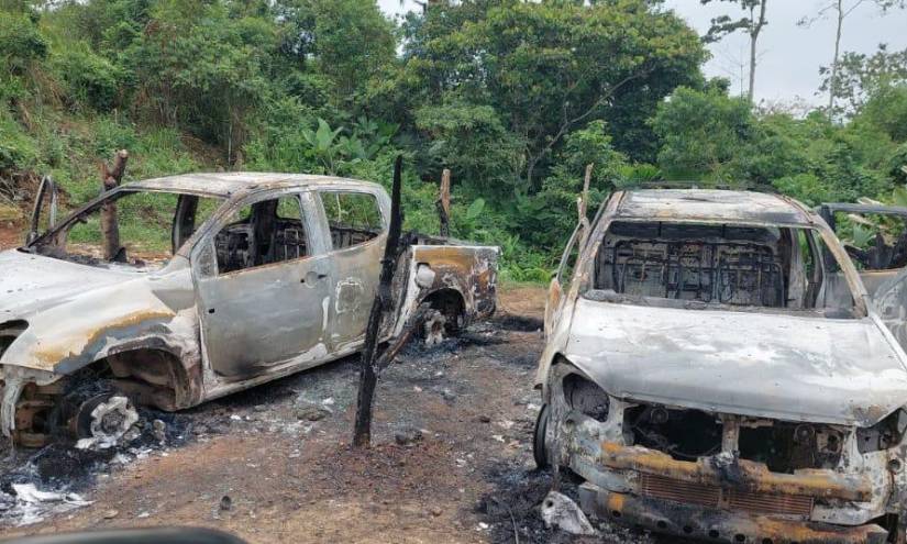 5 vehículos quemados en un ataque a una hacienda de Chone, en Manabí