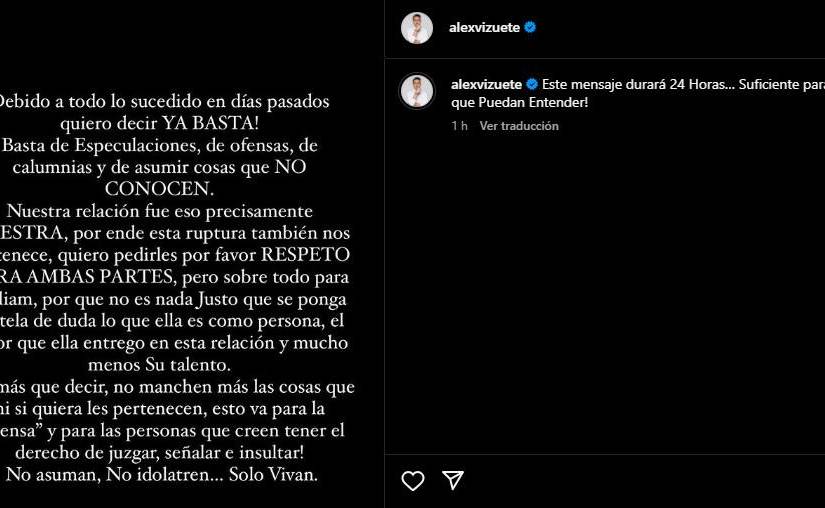 Mensaje posteado desde las redes sociales del actor.