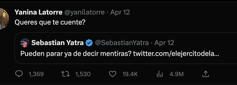 Imagen del tuit de Yatra y la respuesta de una de las conductoras del segmento.