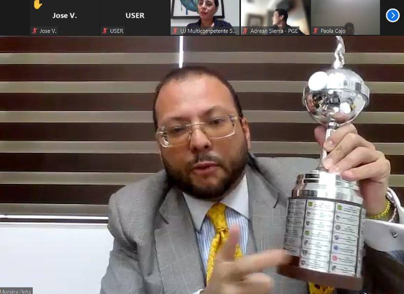 Pedro Moreira durante la audiencia en el caso Barcelona SC.