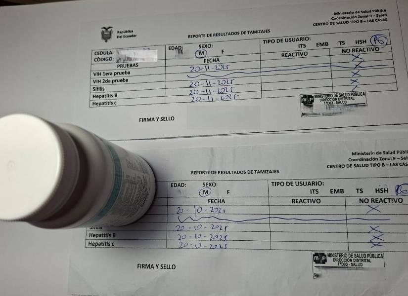 El reporte de resultados de las pruebas de VIH.