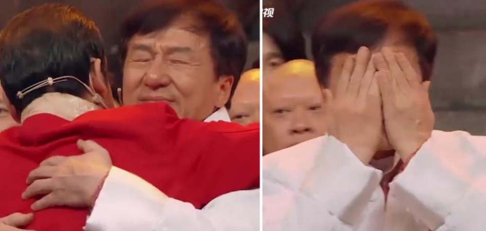 Jackie Chan rompe en llanto al reencontrarse con sus dobles