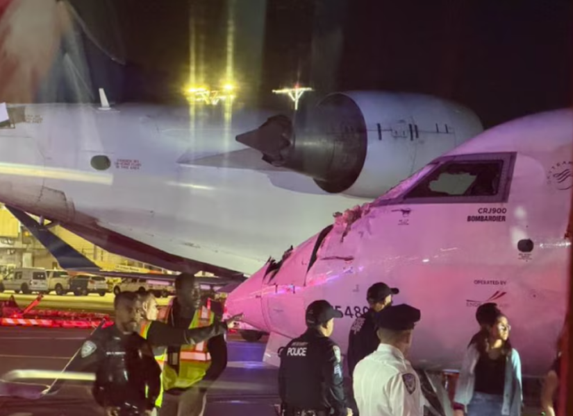 Parte frontal de unos de las aeronaves accidentadas