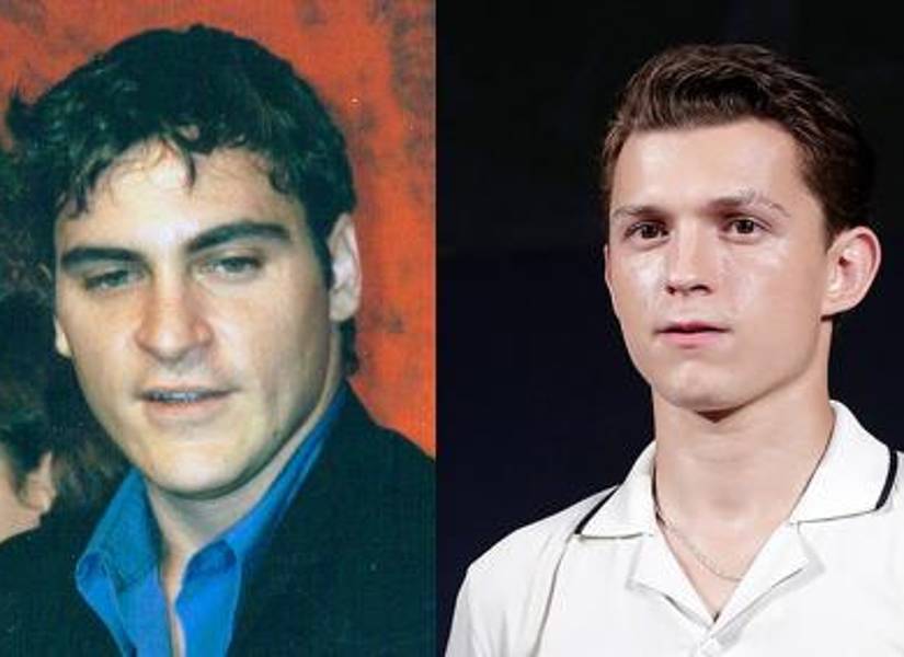 El actor Joaquin Phoenix (izquierda) a sus 23 años de edad, y Tom Holland (derecha) a sus 26 años