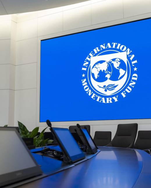 Imagen del logo del Fondo Monetario Internacional (FMI).