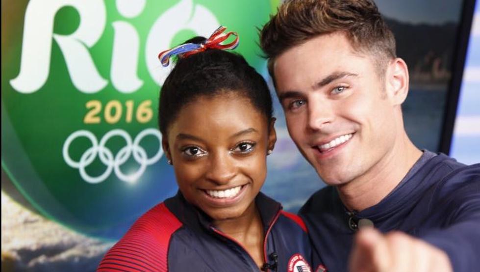 Se cumple el sueño de gimnasta Simone Biles de conocer a Zac Efron