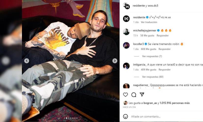 Captura de pantalla de la publicación de Wos y Residente en una imagen de archivo.