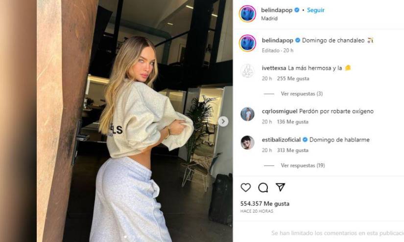 Post en la cuenta oficial de Belinda en una imagen de archivo.