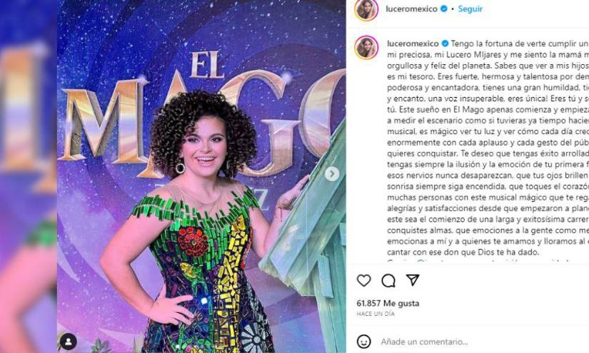 Publicación de Lucero en una imagen de archivo.