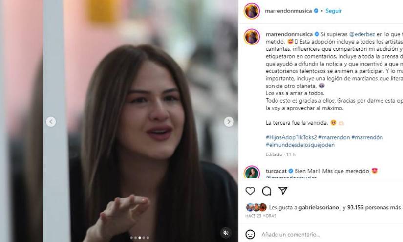 Post de Mar Rendón en una imagen de archivo.