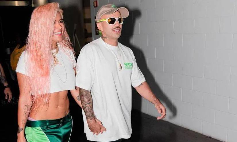 Feid y Karol G, los artistas colombianos que confirmaron su relación sentimental hace varios meses, en una imagen de archivo.