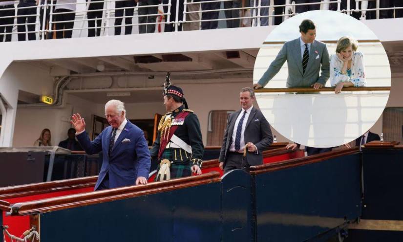 Imagen del rey Carlos en la nave Britannia.