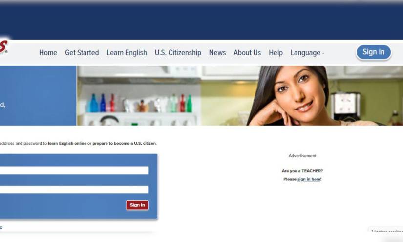 Captura de pantalla de la página web de USA Learns, portal en el que los internautas tendrás que registrarse para aprender inglés de manera gratuita.