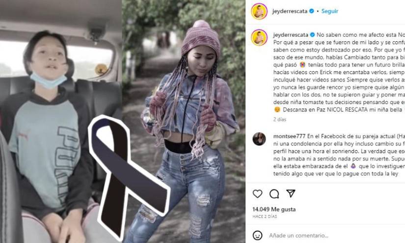 Captura de pantalla del mensaje que le dedicó Jeyder Rescata, quien salvó a Nicol de las calles en una imagen de archivo.