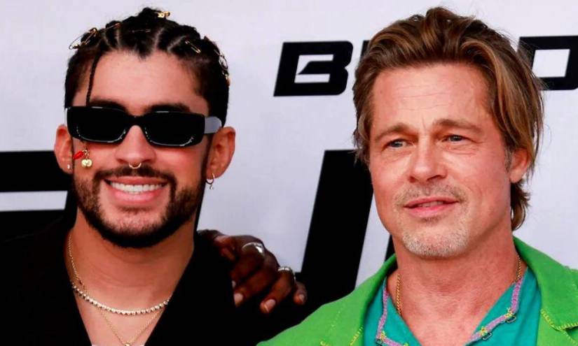 La viral interacción entre Bad Bunny y Brad Pitt en la alfombra roja de 'Bullet Train'