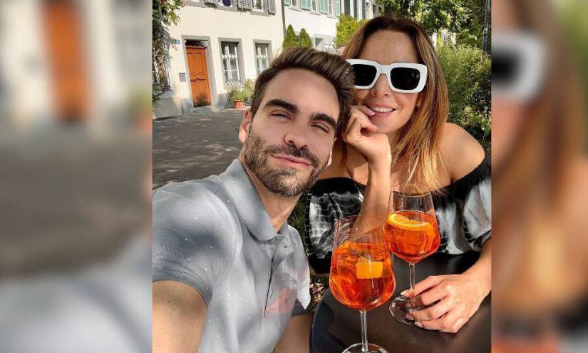 Frederick Oldenburg junto a Carmen Villalobos, la reconocida actriz colombiana que encendió las alarmas en redes sociales por un supuesto embarazo en una imagen de archivo.