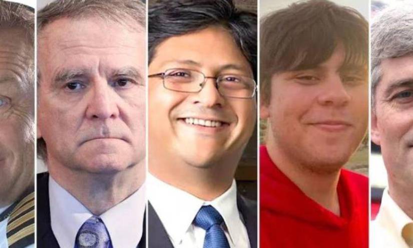 Hamish Harding, Stockton Rush, Paul-Henri Nargeolet, Suleman Dawood y su padre Shahzada Dawood en una imagen de archivo.