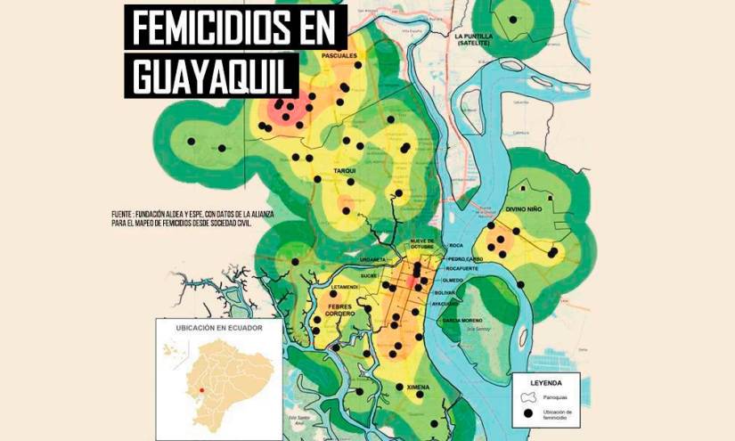 En Guayaquil las víctimas de femicidios se concentran en cinco puntos.