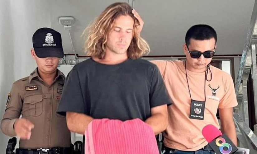 Daniel Sancho cuando fue capturado por la policía tailandesa.