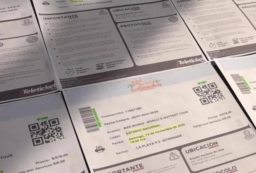 Entradas con código QR para el próximo concierto de Bad Bunny en Lima.